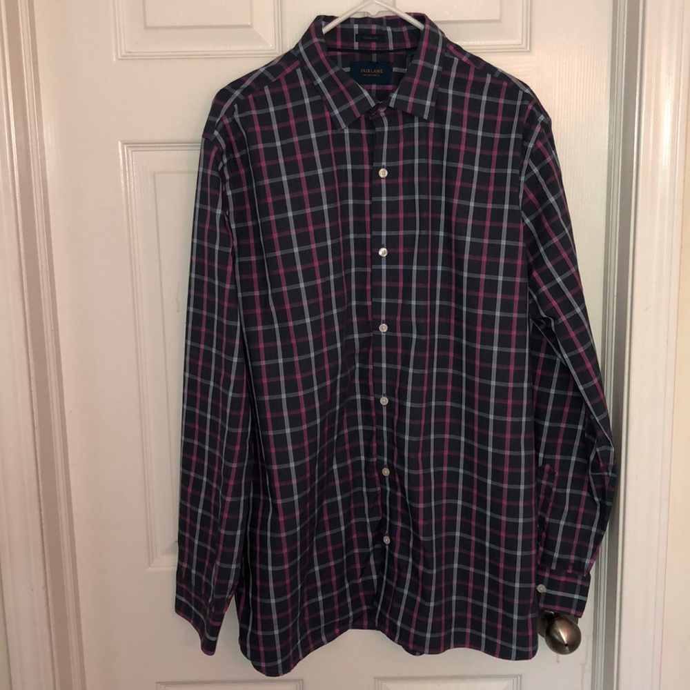 Fairlane Navy & Pink Check Button-Up Shirt…